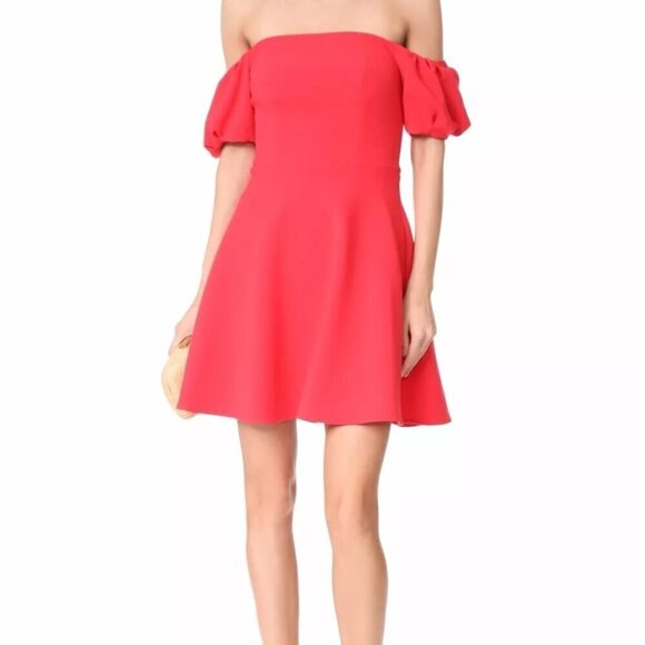 Black Halo Arden Mini Off-Shoulder Dress Chic Red - Picture 2 of 5